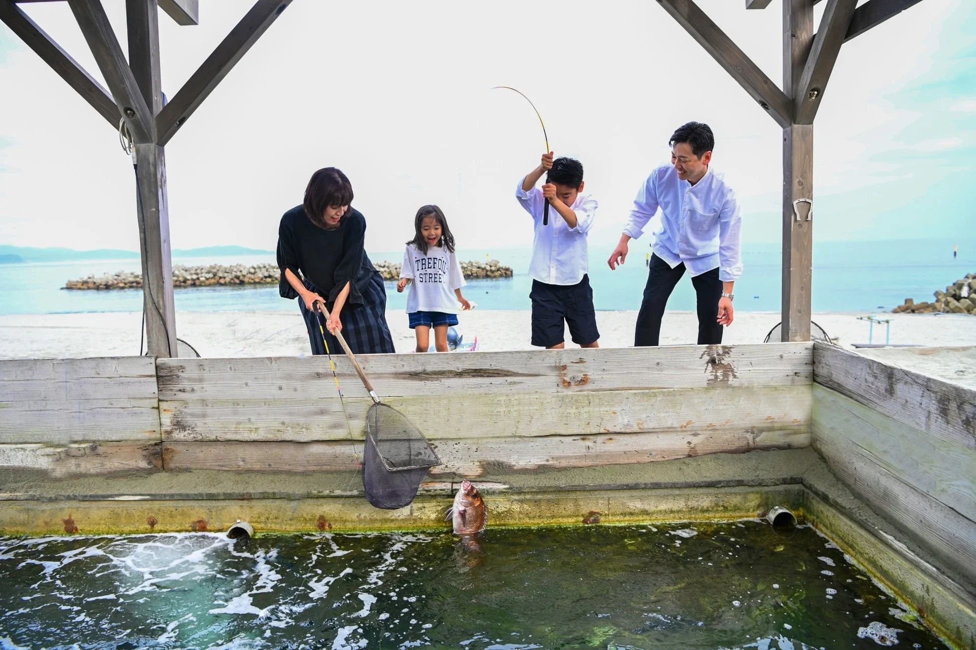 家族で釣り堀体験