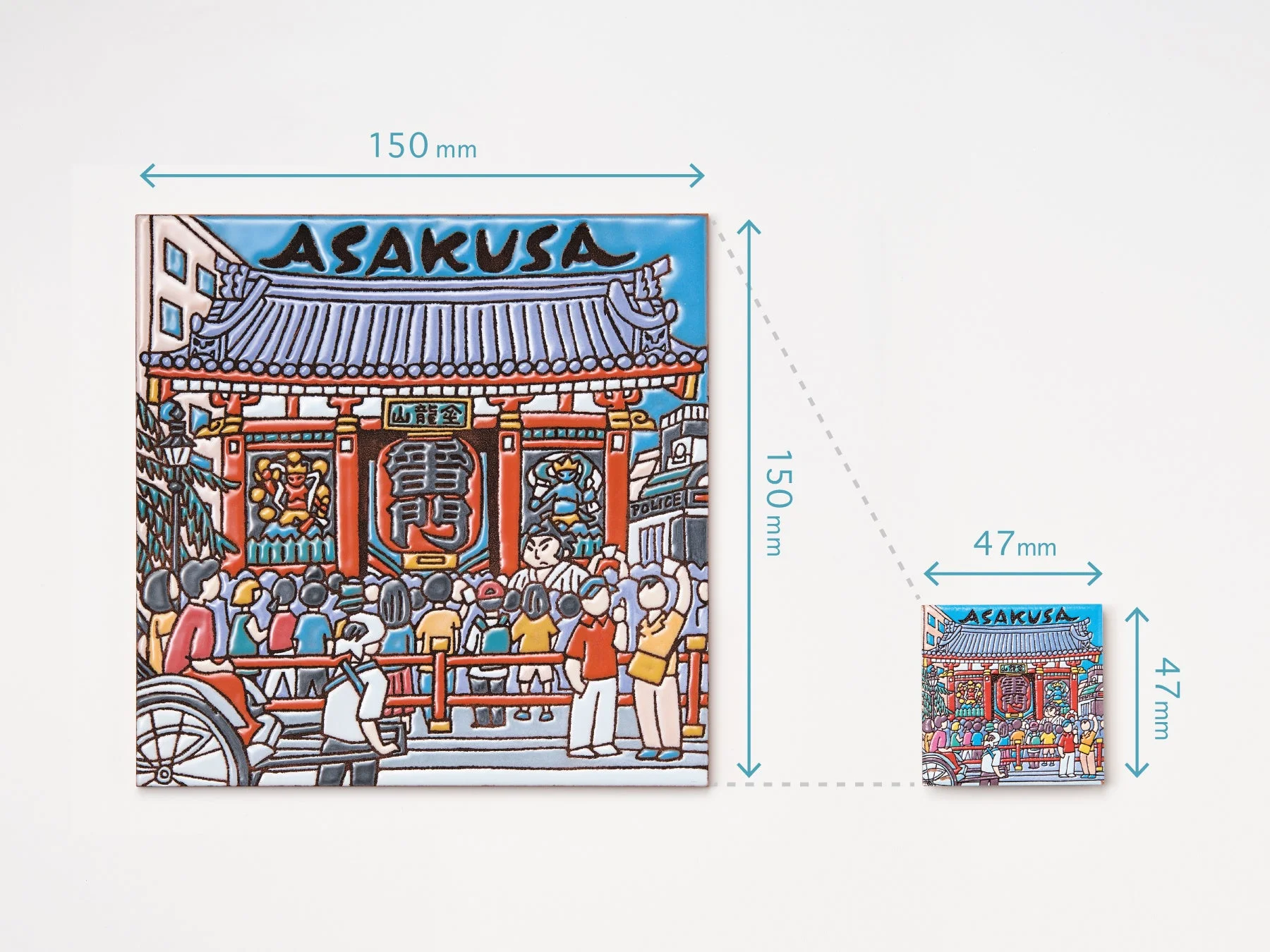 浅草 雷門のイラストタイル