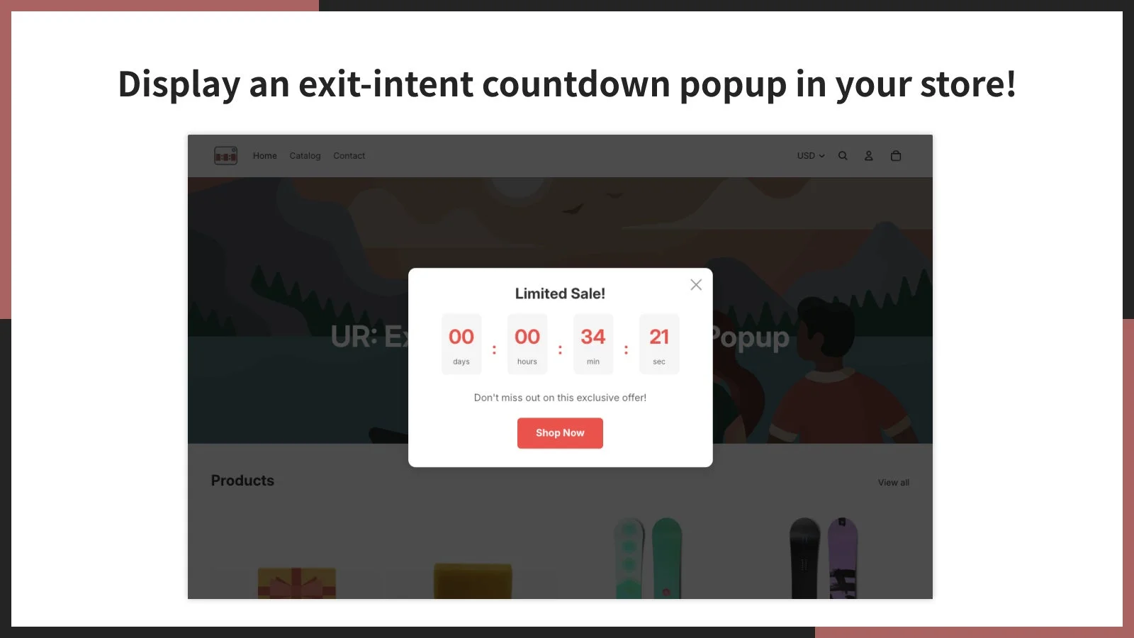 ストアでの離脱防止ポップアップ表示例