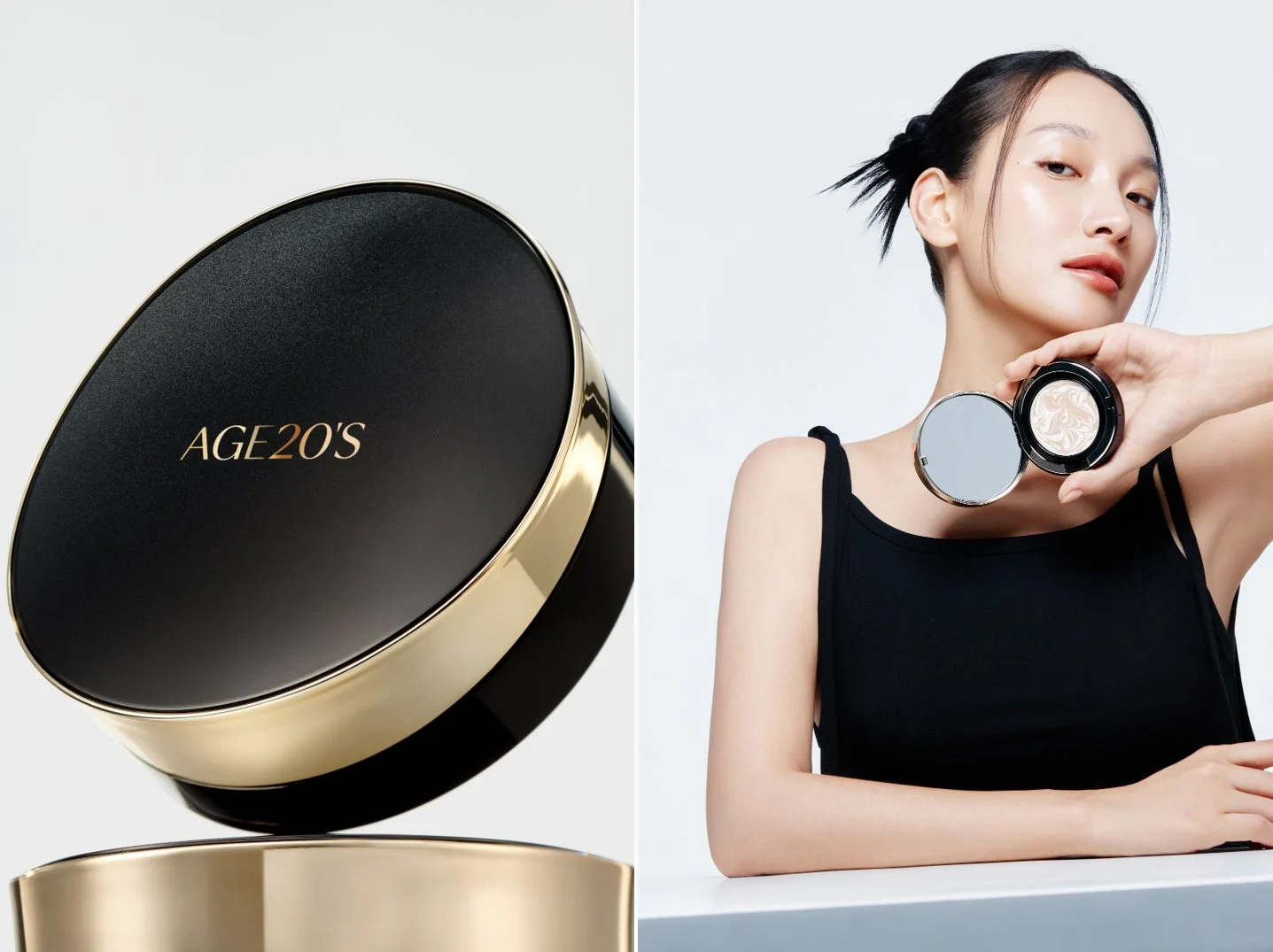 AGE20'Sのコンパクトを持つモデルの女性