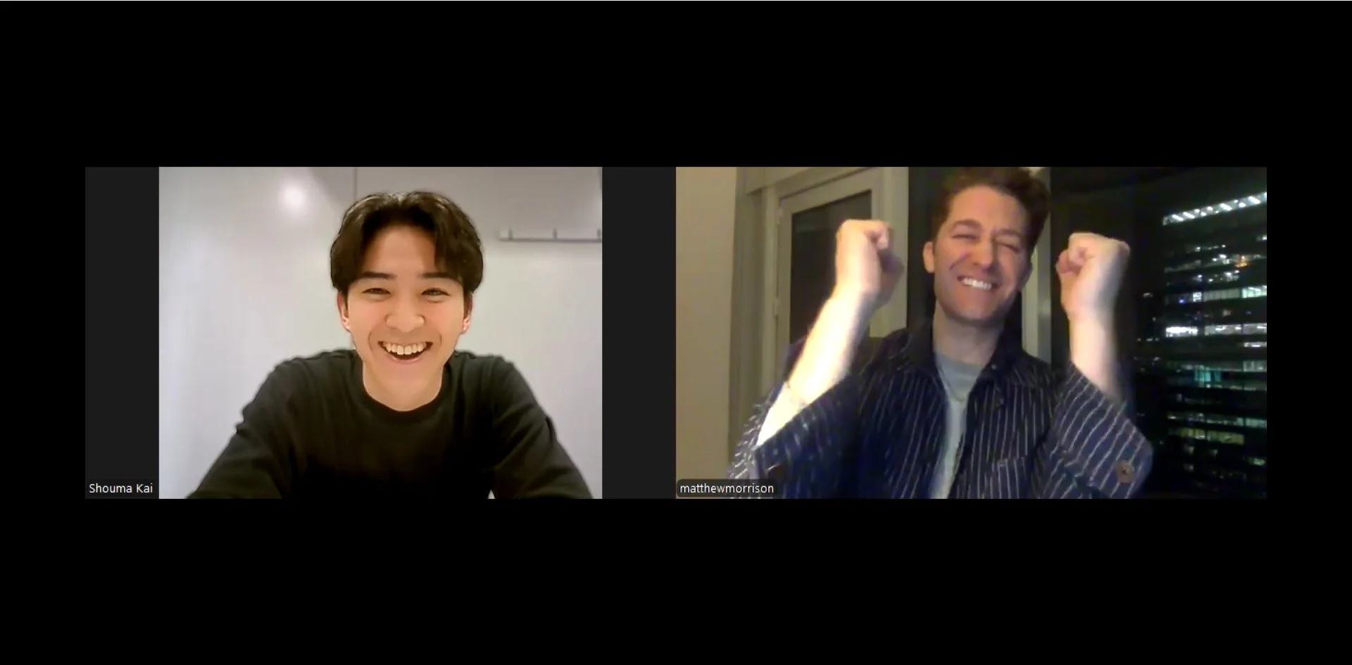 マシュー・モリソンと甲斐翔真のオンラインインタビューの様子