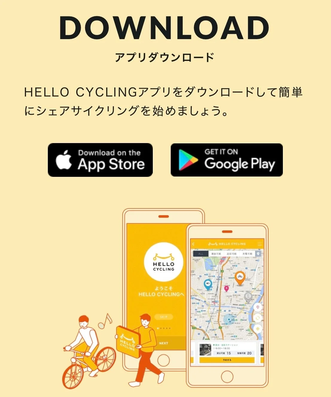 HELLO CYCLING アプリ画面