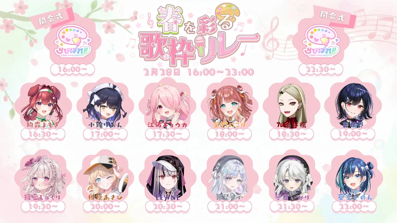 歌枠リレー タイムテーブル