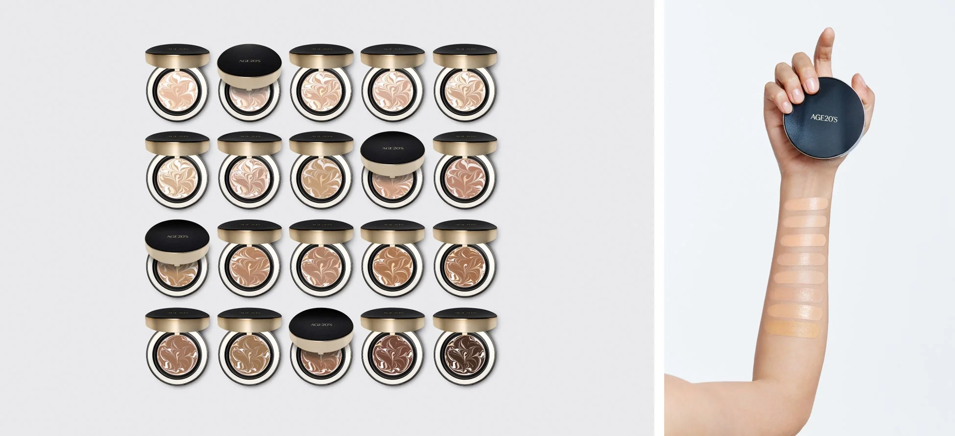 複数のクッションファンデーションの色見本