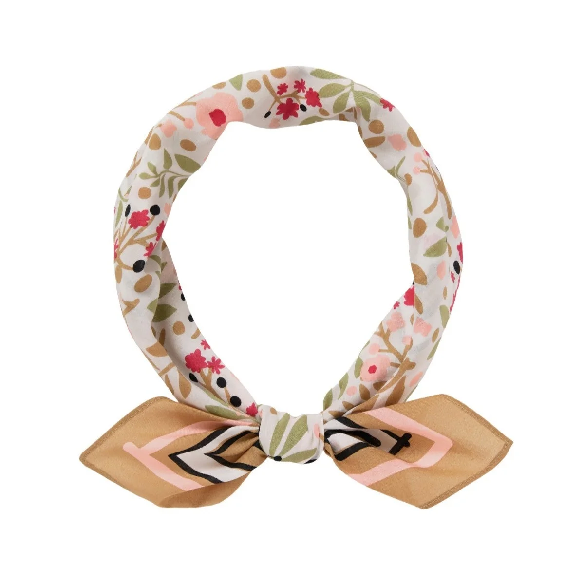 花柄と幾何学模様のスカーフ