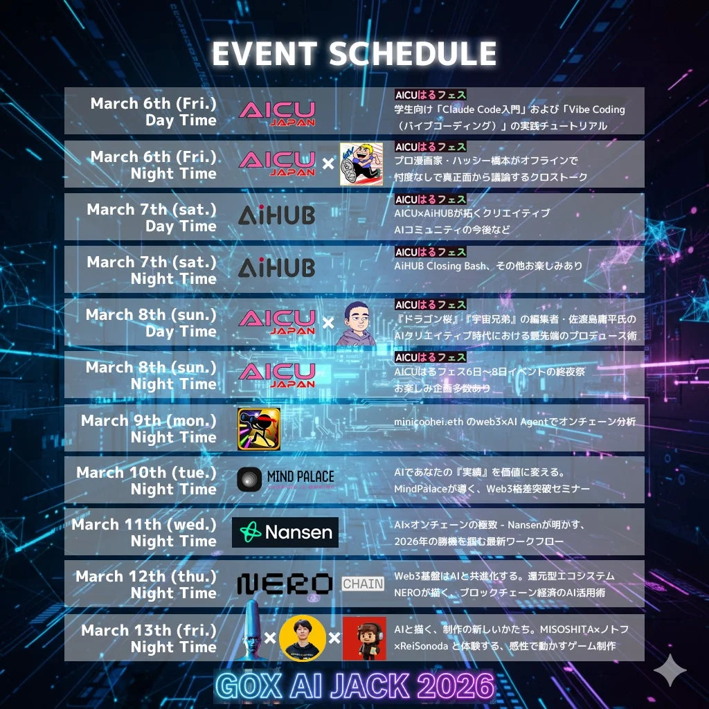 AI JACK 2026のイベントスケジュール