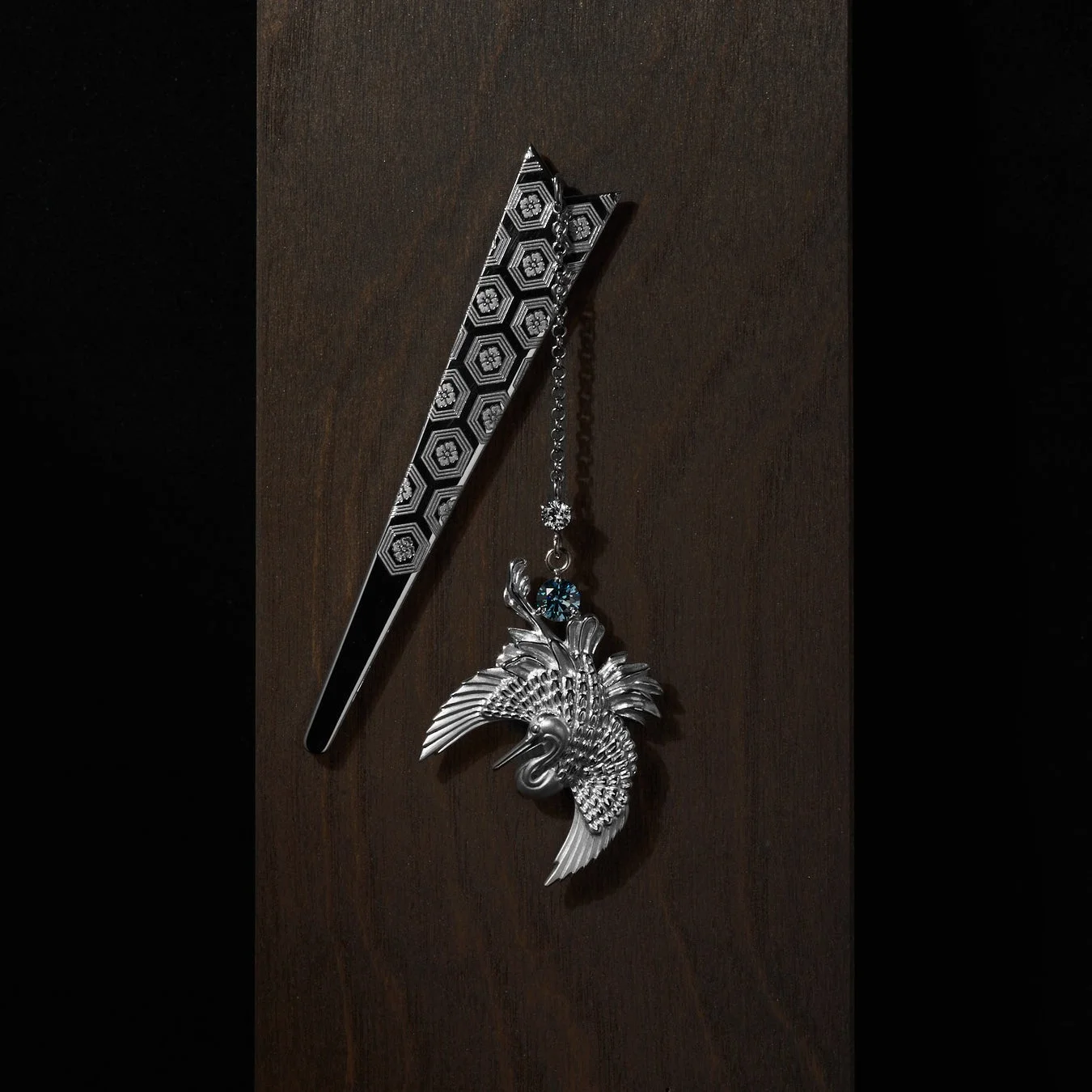 千年鶴 根付けべら ホワイトゴールド