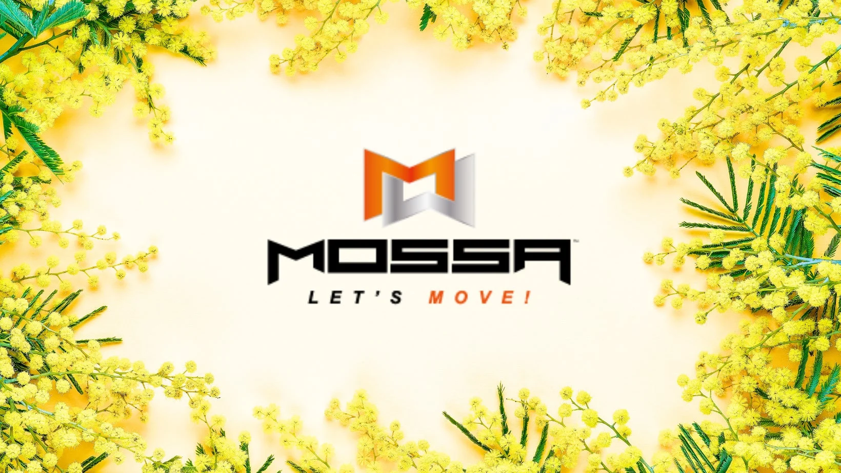 MOSSA LET'S MOVE! ロゴとミモザ