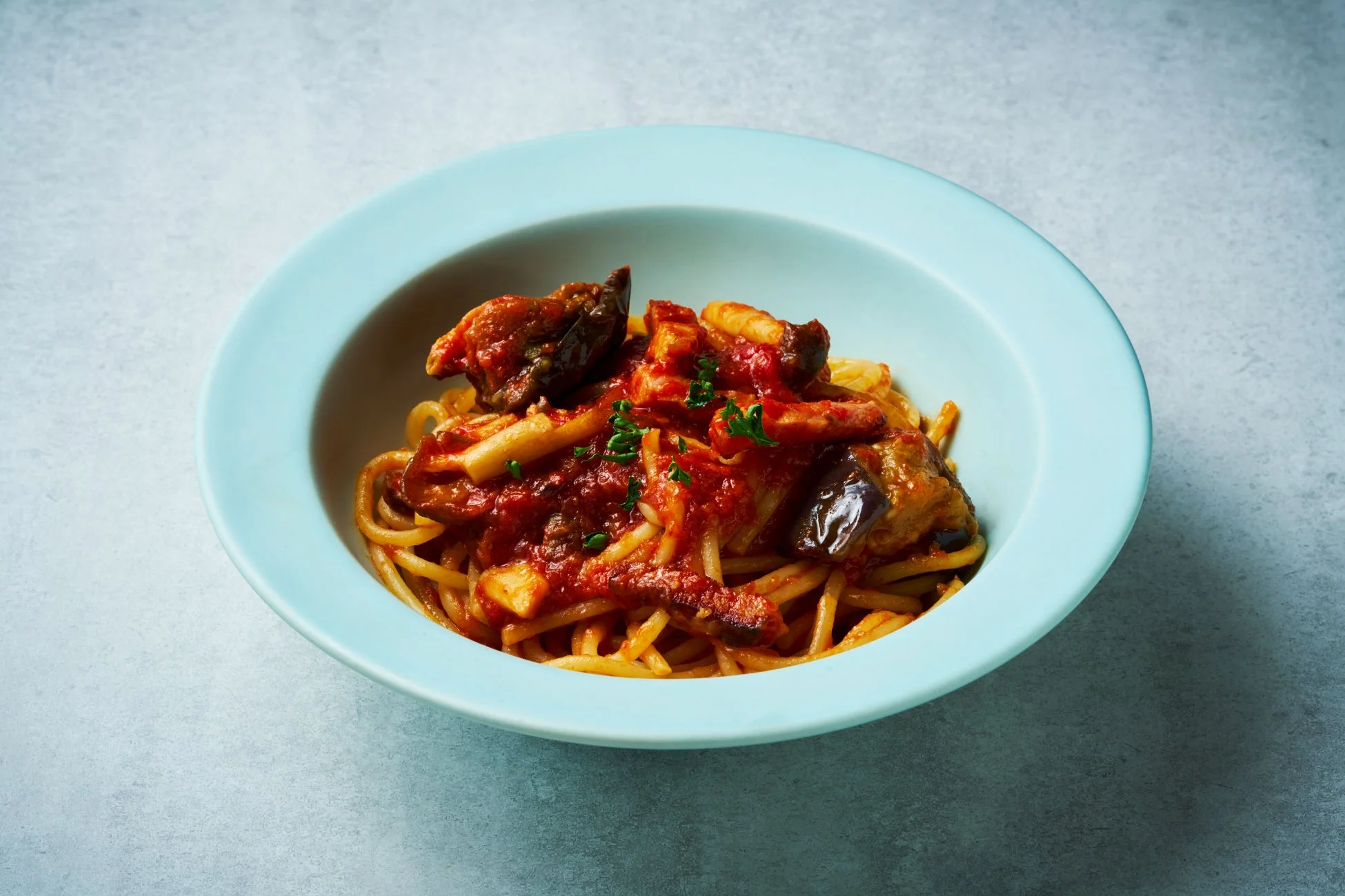 ナスとトマトソースのスパゲッティ