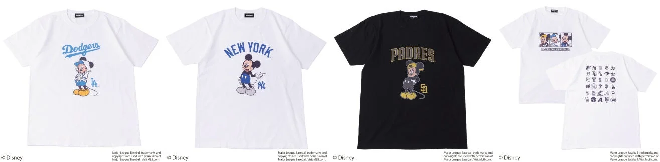 ミッキーとMLBチームロゴTシャツ複数