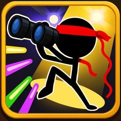 双眼鏡を覗く棒人間のイラスト