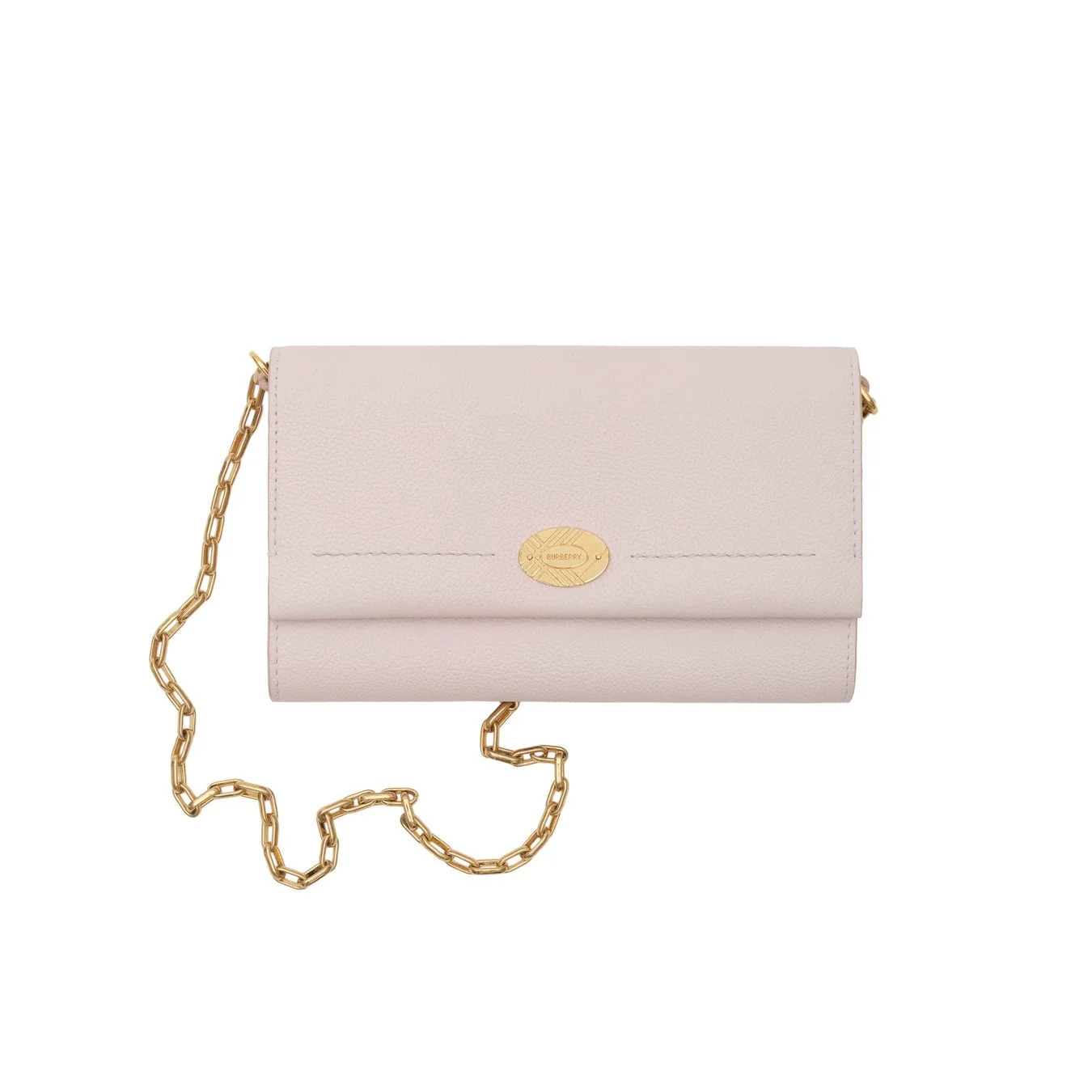 淡いピンクのレザー製クラッチバッグ