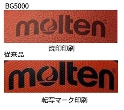 モルテンのバスケットボールのロゴ印刷方法の比較