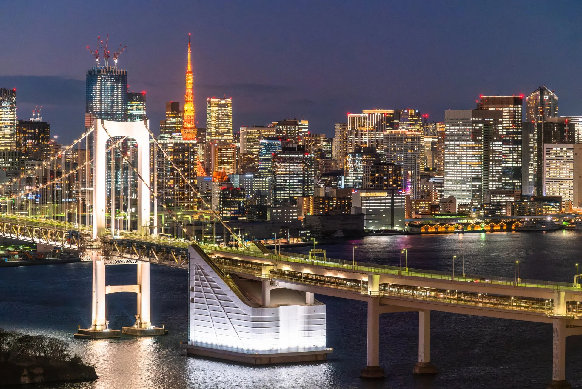 東京の夜景、レインボーブリッジ