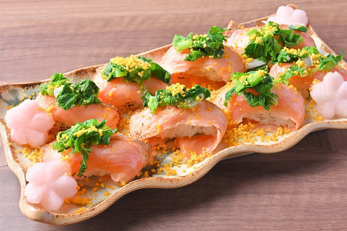 神戸元気サーモンのあぶり寿司