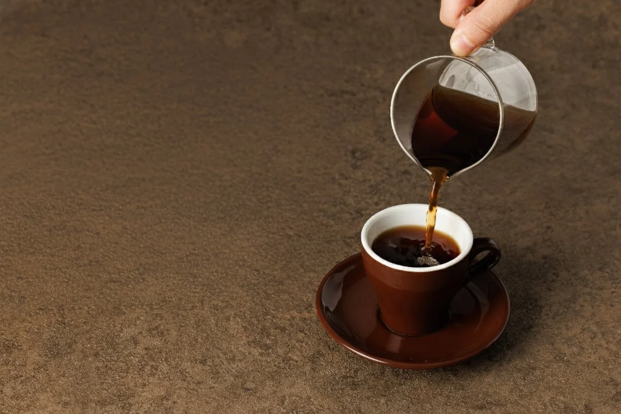 コーヒーを注ぐ手