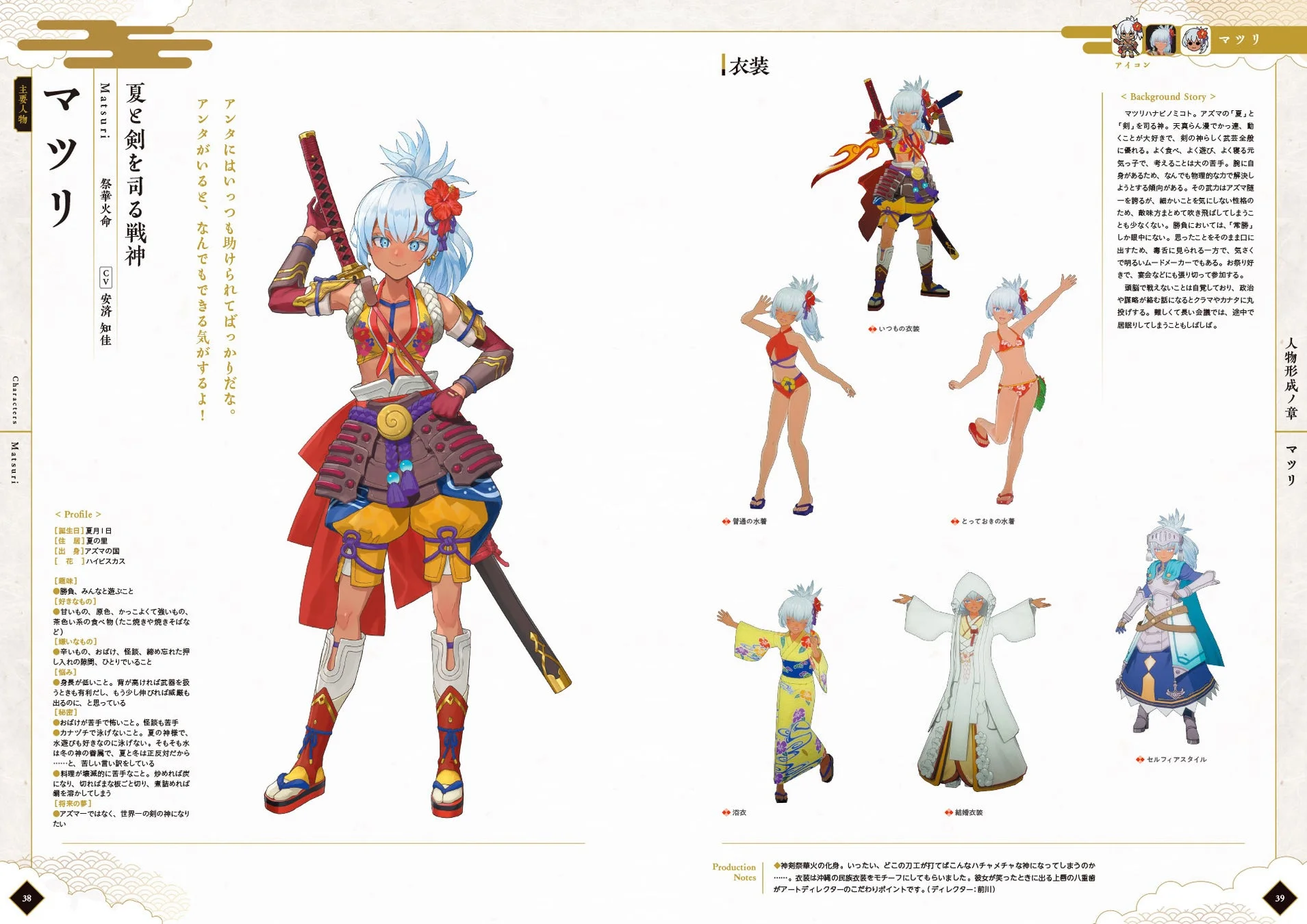 主要人物マツリの設定資料