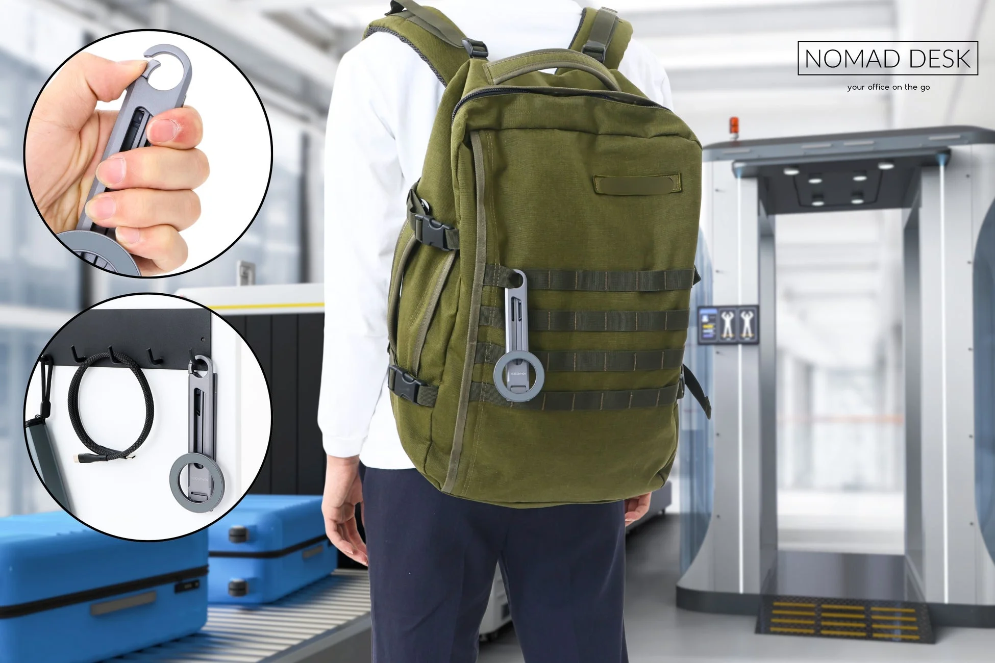 カラビナ機能の利用イメージ（空港での一時退避）