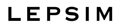 白い背景に黒い太字で「LEPSIM」と書かれたロゴ画像です。ファッションブランドの名称を示すシンプルなデザインです。