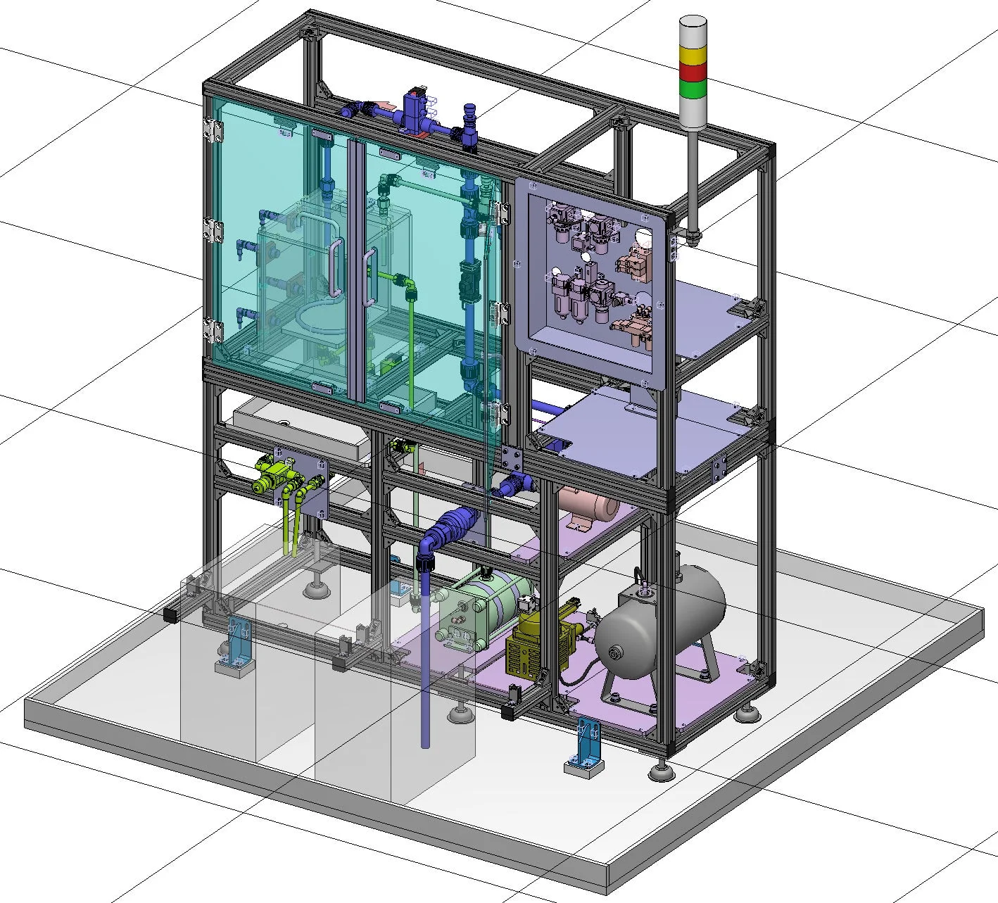 工業用流体処理システムの3D CADモデル