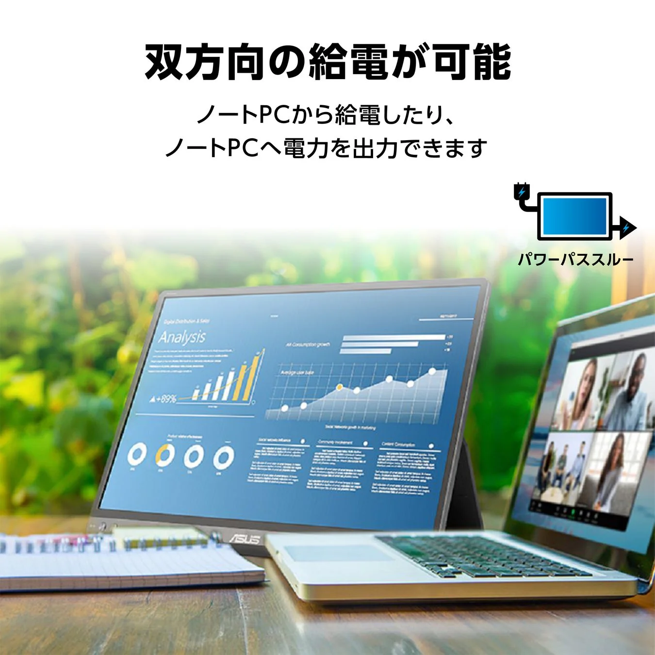 双方向給電でスマートなデュアルモニター環境