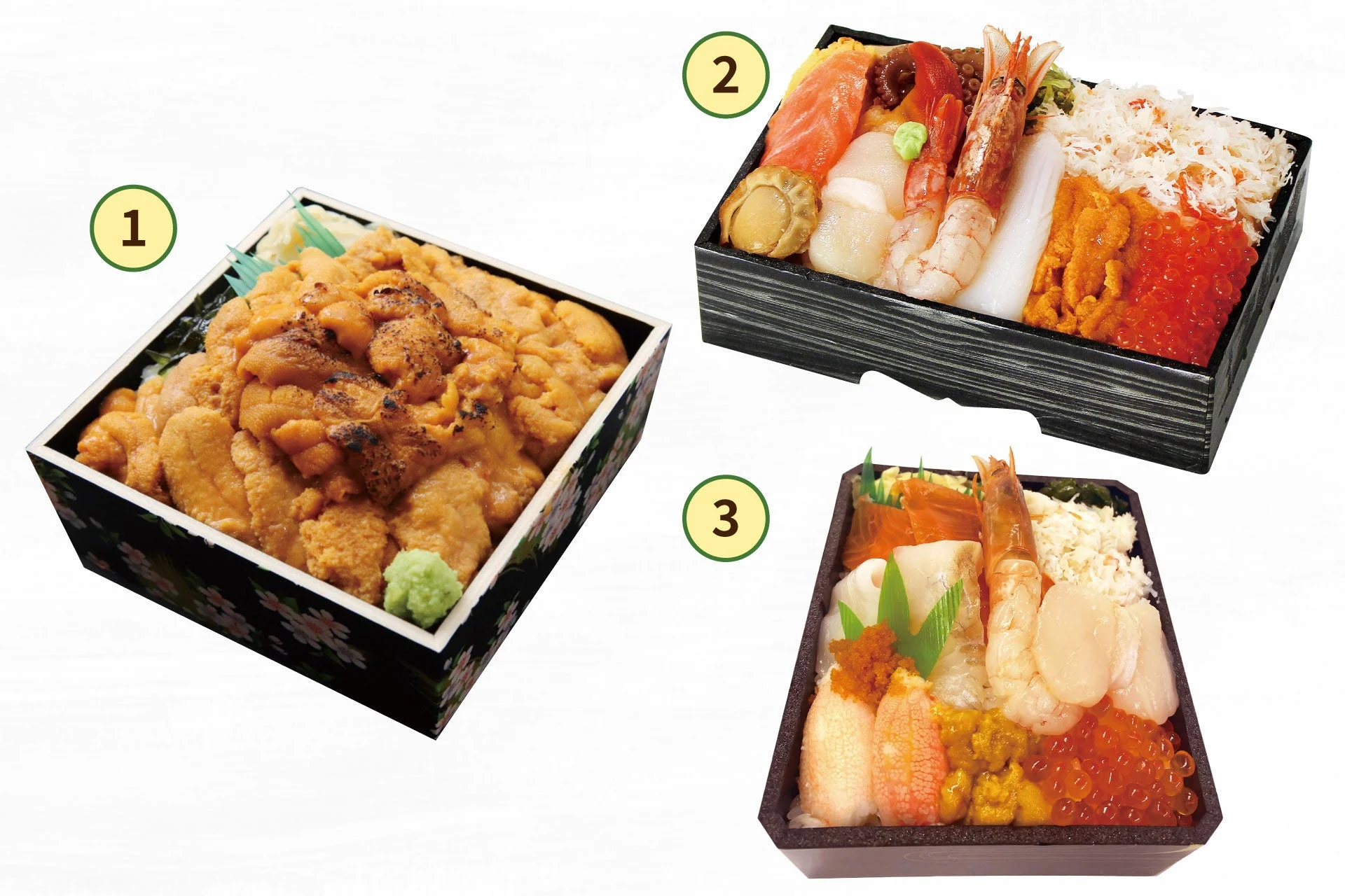 うに食べ比べ、海峡の波涛など