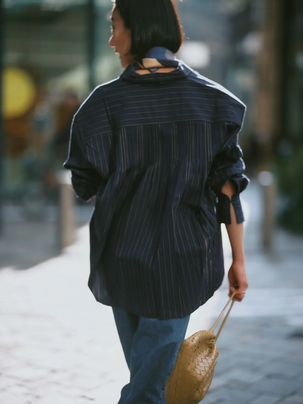 コットンポプリンストライプ シャツ