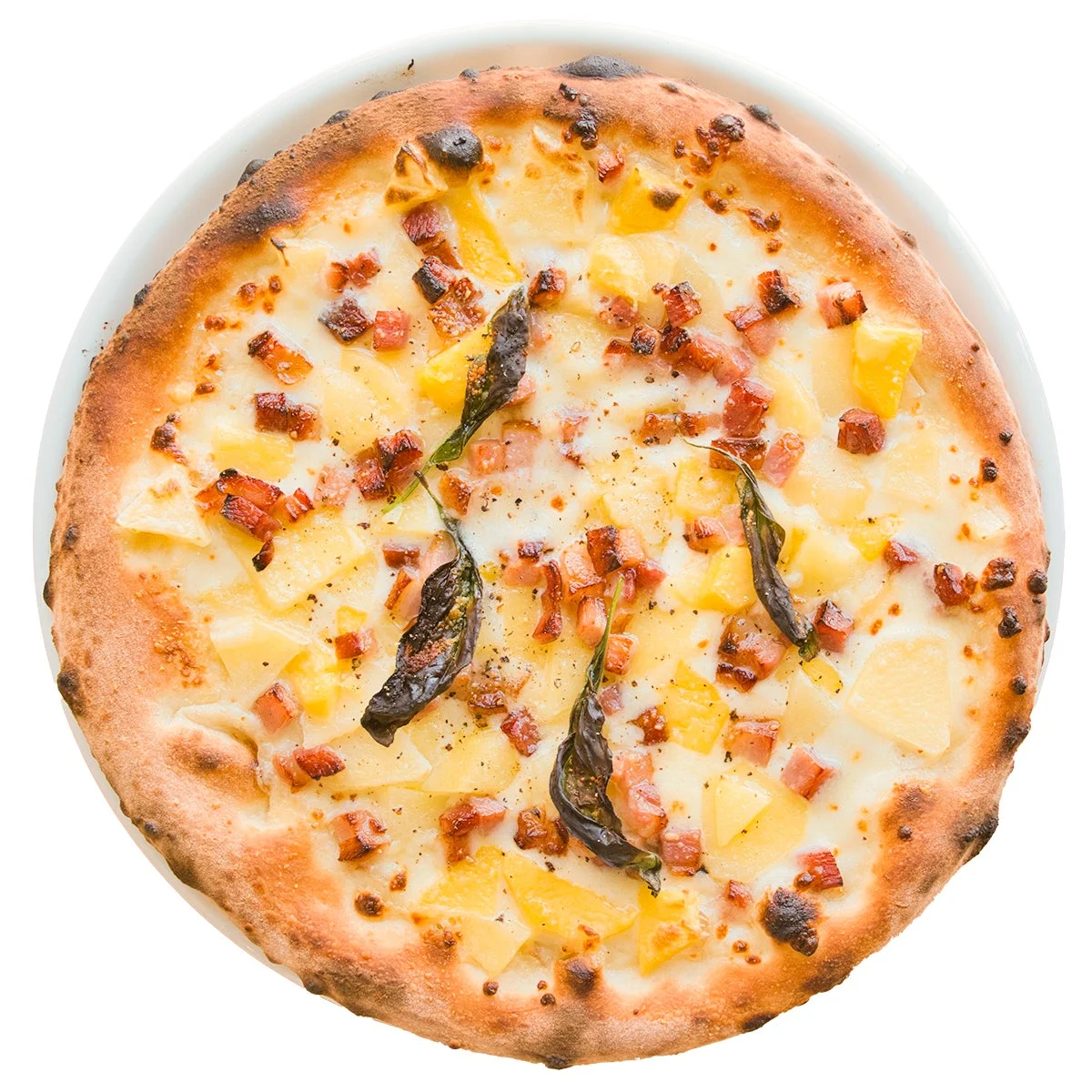 じゃがいもとベーコンのピザ