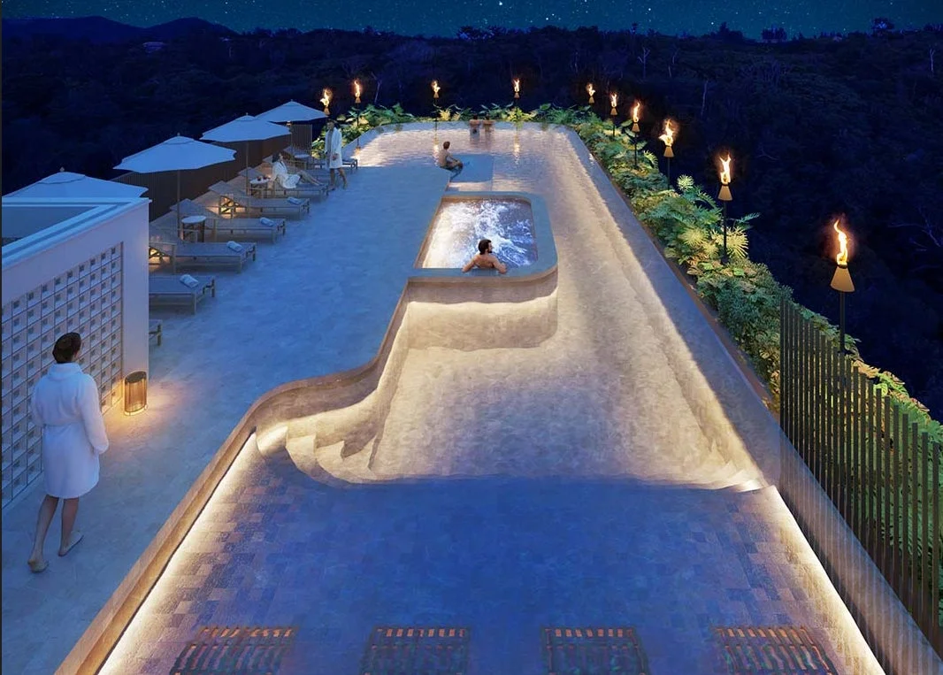 夜のルーフトップインフィニティプール