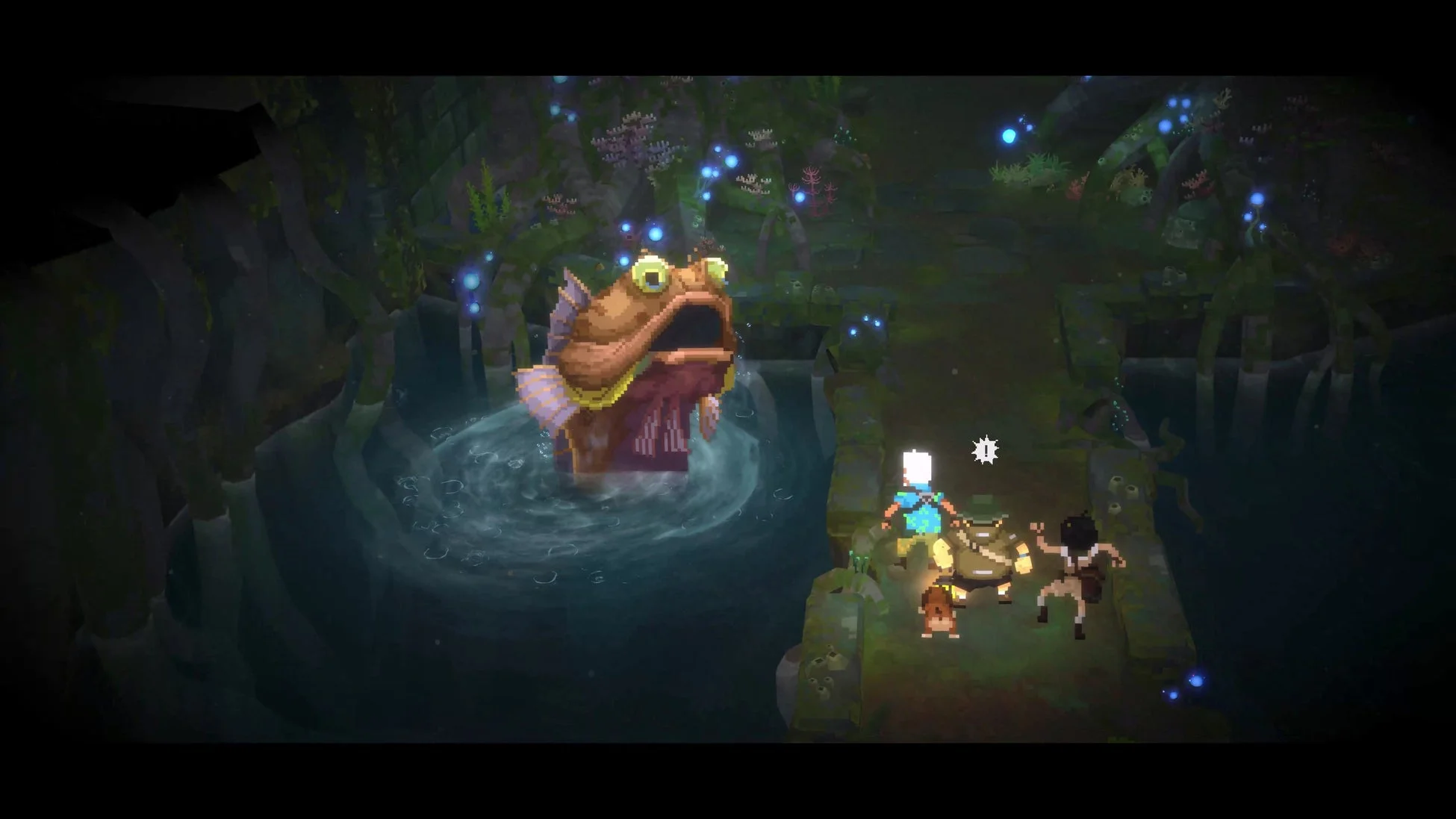 巨大な魚と対峙するデイヴ