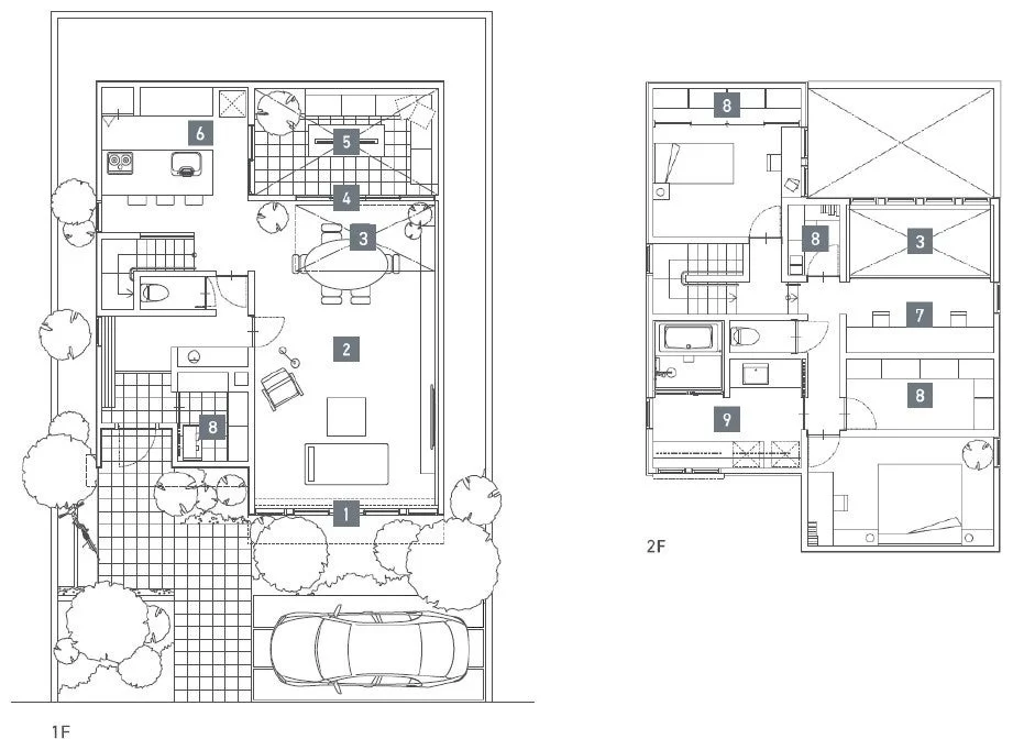2階建て住宅の平面図