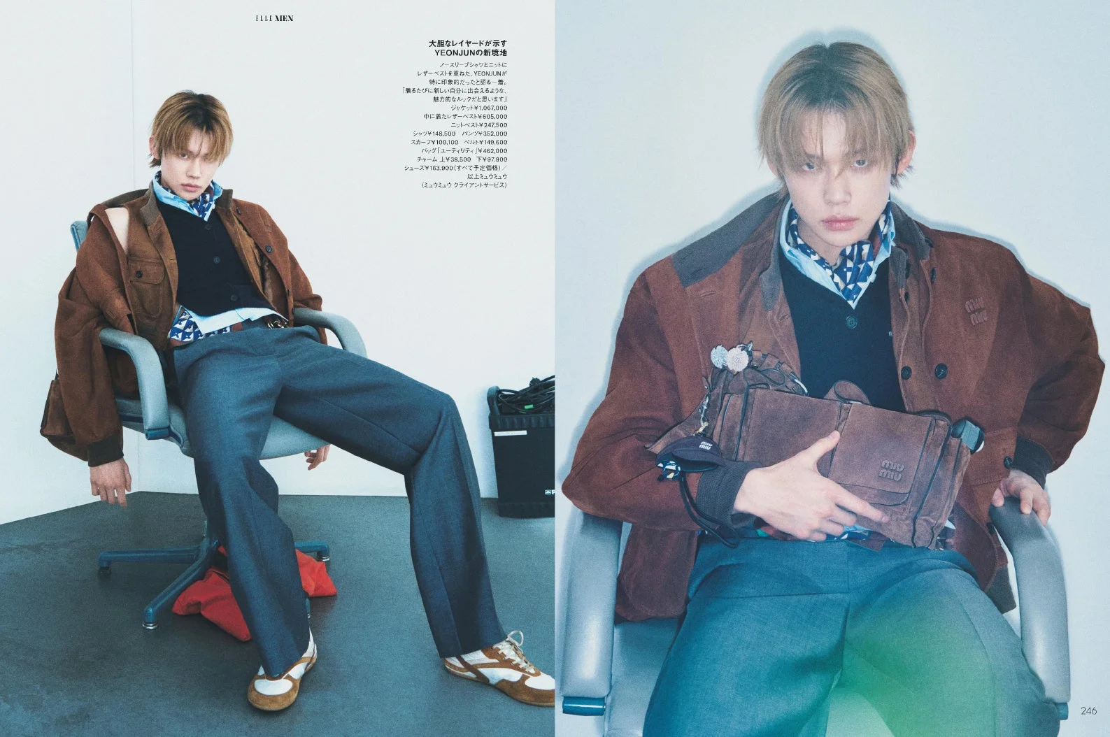 TOMORROW X TOGETHER YEONJUNさんがミュウミュウの春夏コレクションをまとう様子