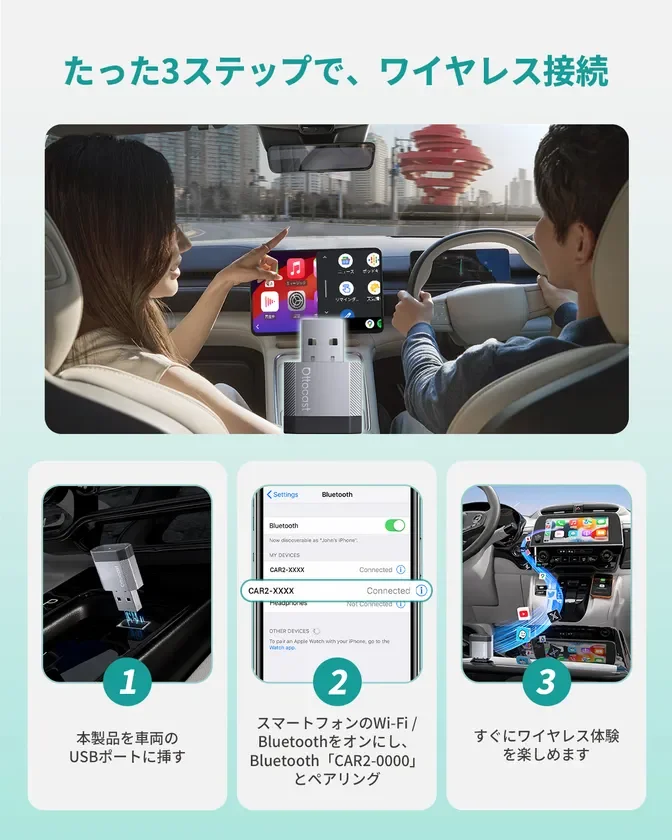 3ステップで簡単ワイヤレス接続
