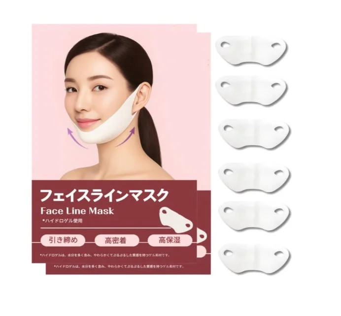 フェイスラインマスクのパッケージと装着イメージ