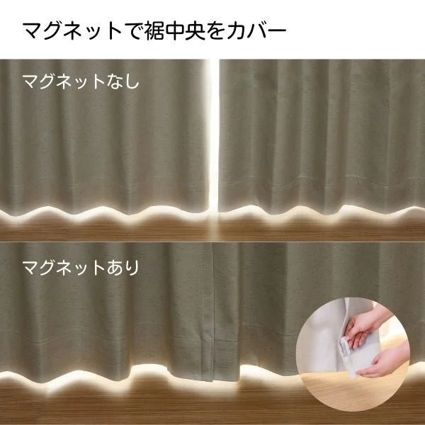 マグネットによる裾中央の光漏れ防止効果の比較