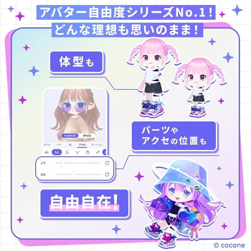 アバターの自由なカスタマイズ機能