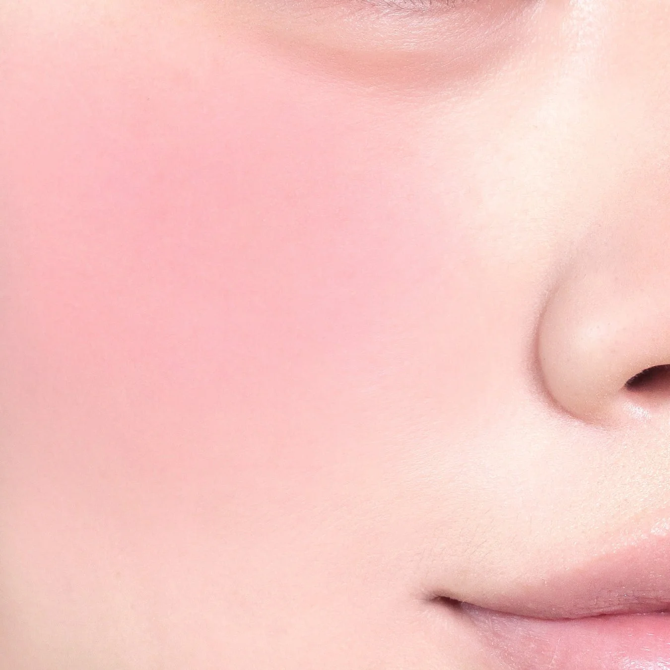 バニーカラーのチークのクローズアップ