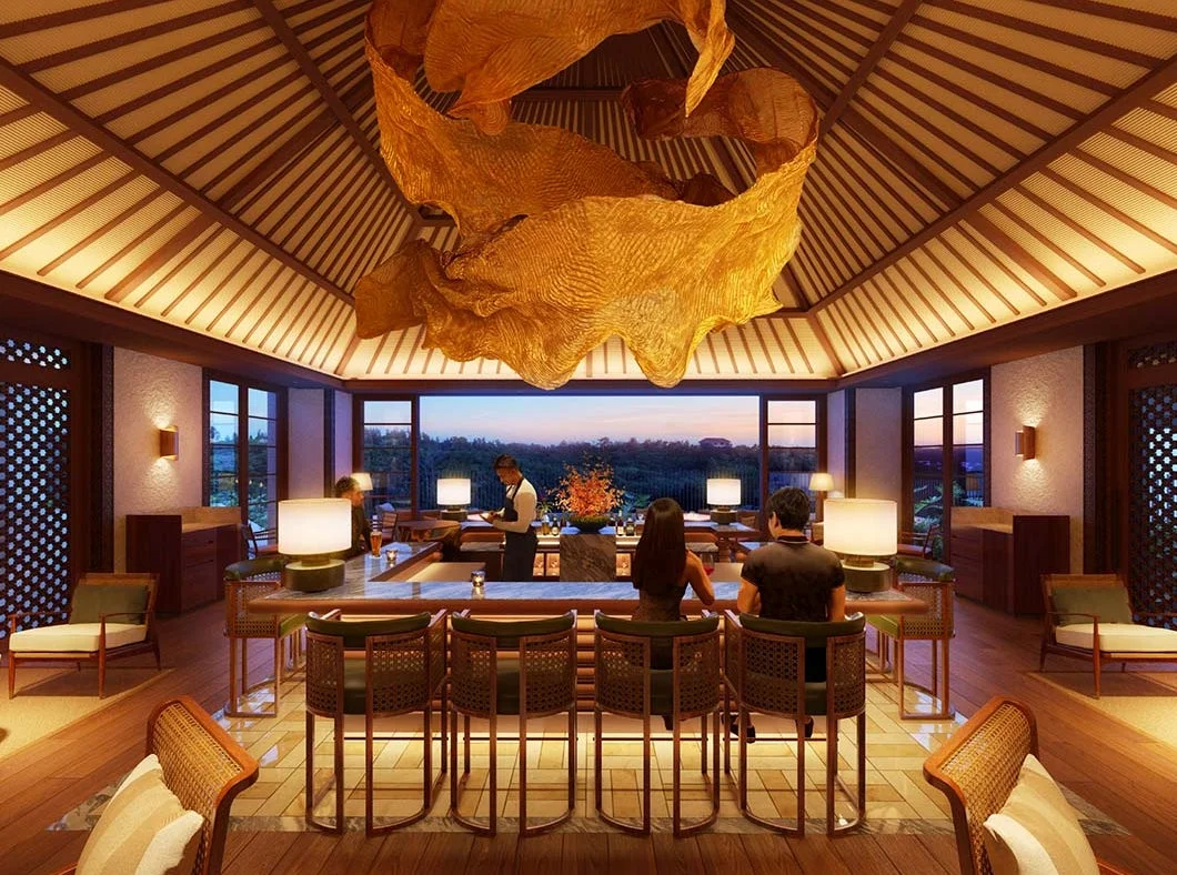 豪華なリゾートホテルのバーラウンジ