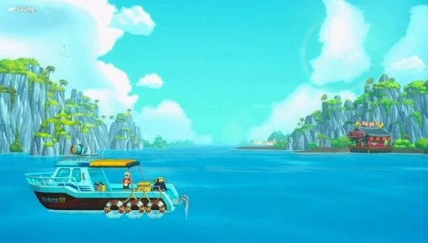 ボートで海を航行するデイヴ