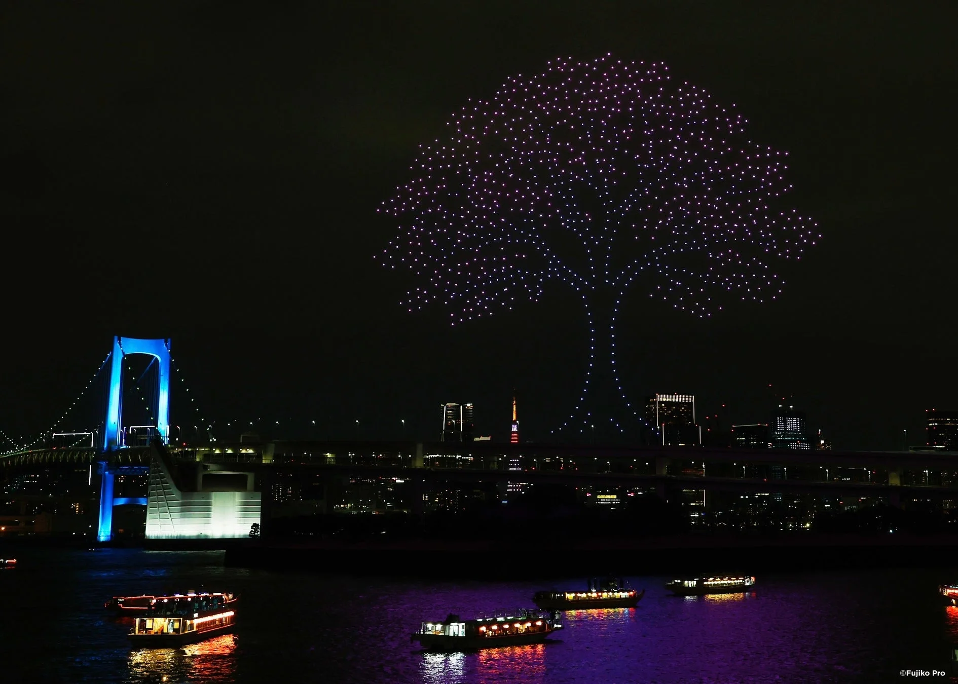 ドローンショー 桜の木