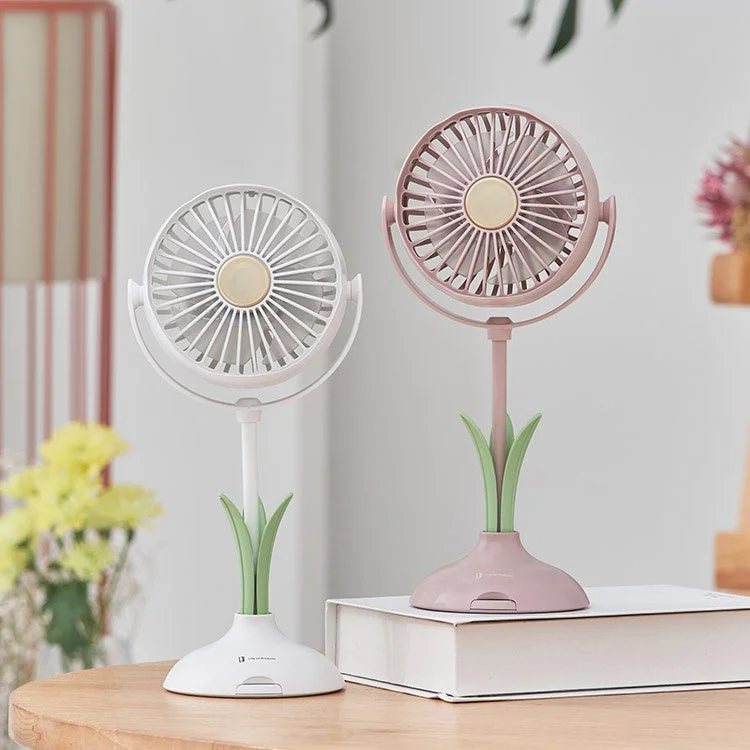 卓上扇風機、ミニ扇風機、ポータブル扇風機、扇風機、花デザイン、白、ピンク、家電、夏、インテリア、おしゃれ、かわいい