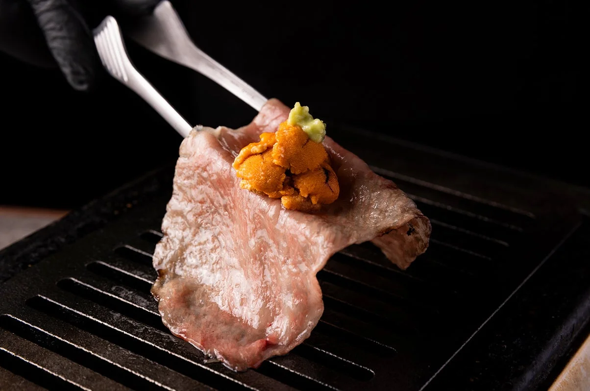 焼肉、和牛、肉、うに、雲丹、海鮮、グルメ、高級、豪華、美食、焼き肉、ワサビ