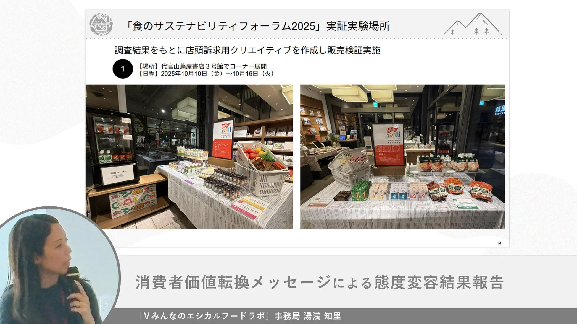 「食のサステナビリティフォーラム2025」実証実験に関するプレゼンテーションスライド