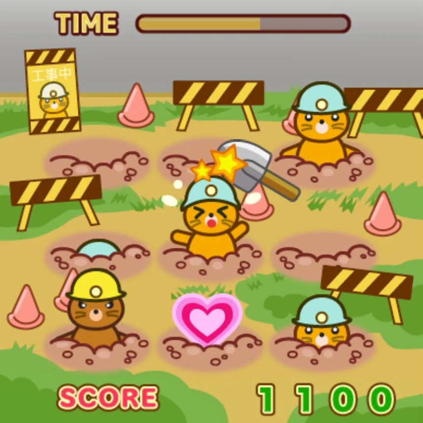 もぐらたたきゲームの画面