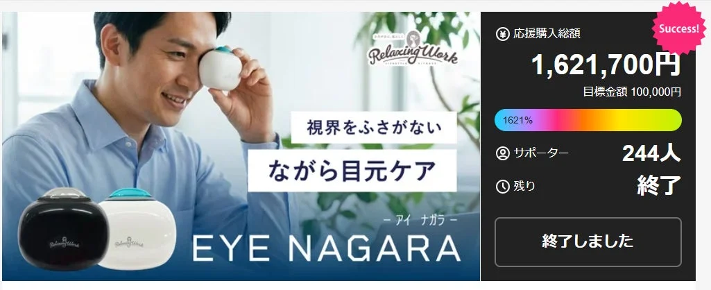 EYE NAGARA Makuake達成