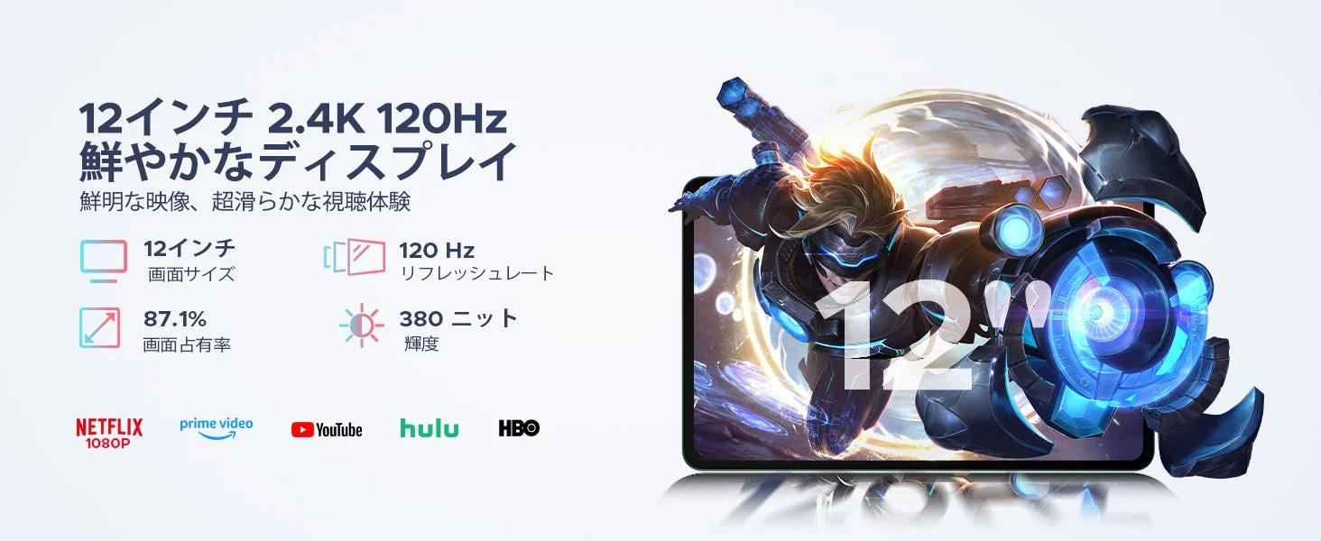 12インチ2.4K 120Hzディスプレイの紹介