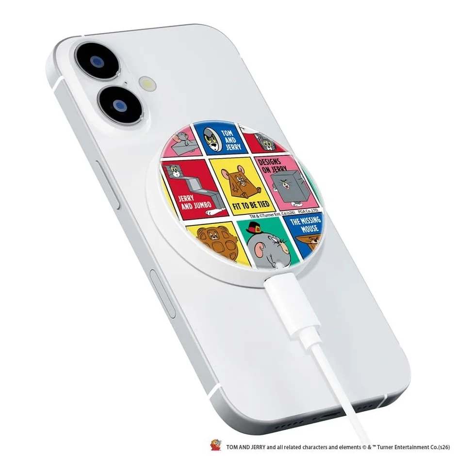 iPhoneに装着されたトムとジェリーのMagSafe対応アクセサリー