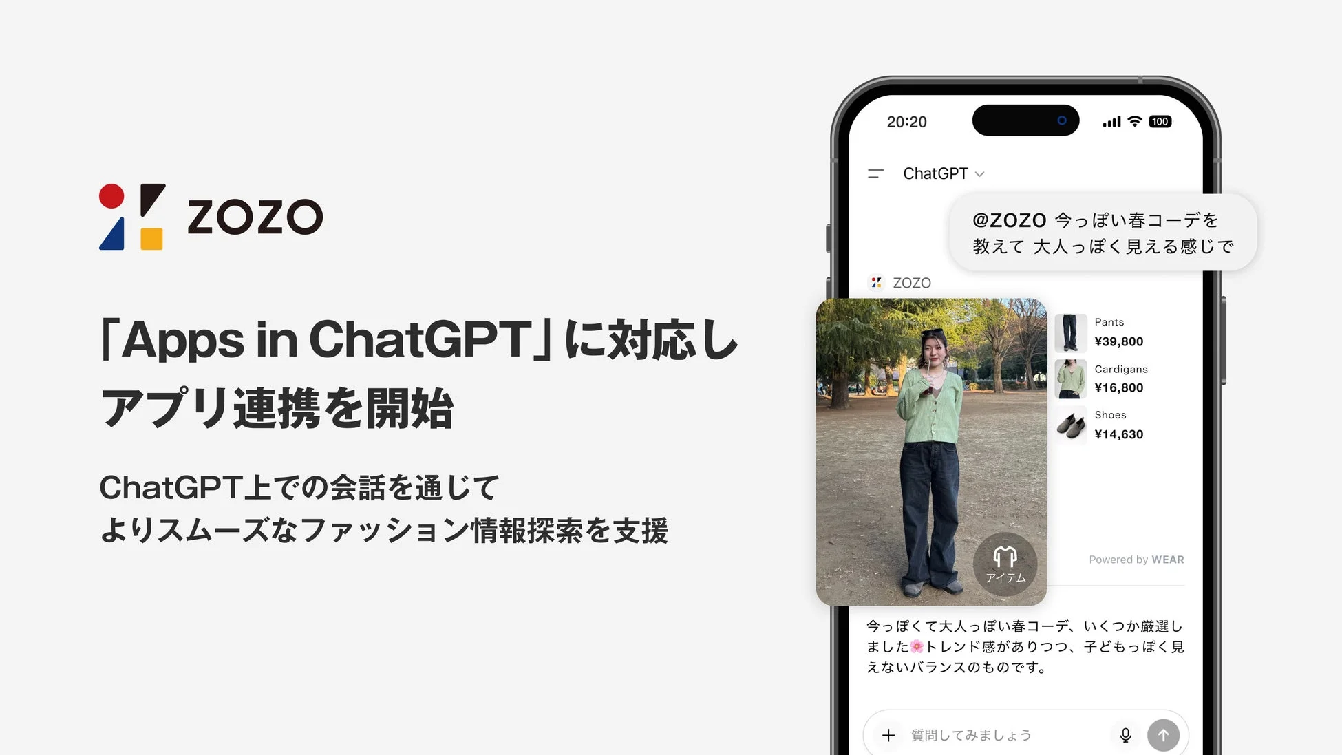 ZOZOとChatGPTの連携イメージ