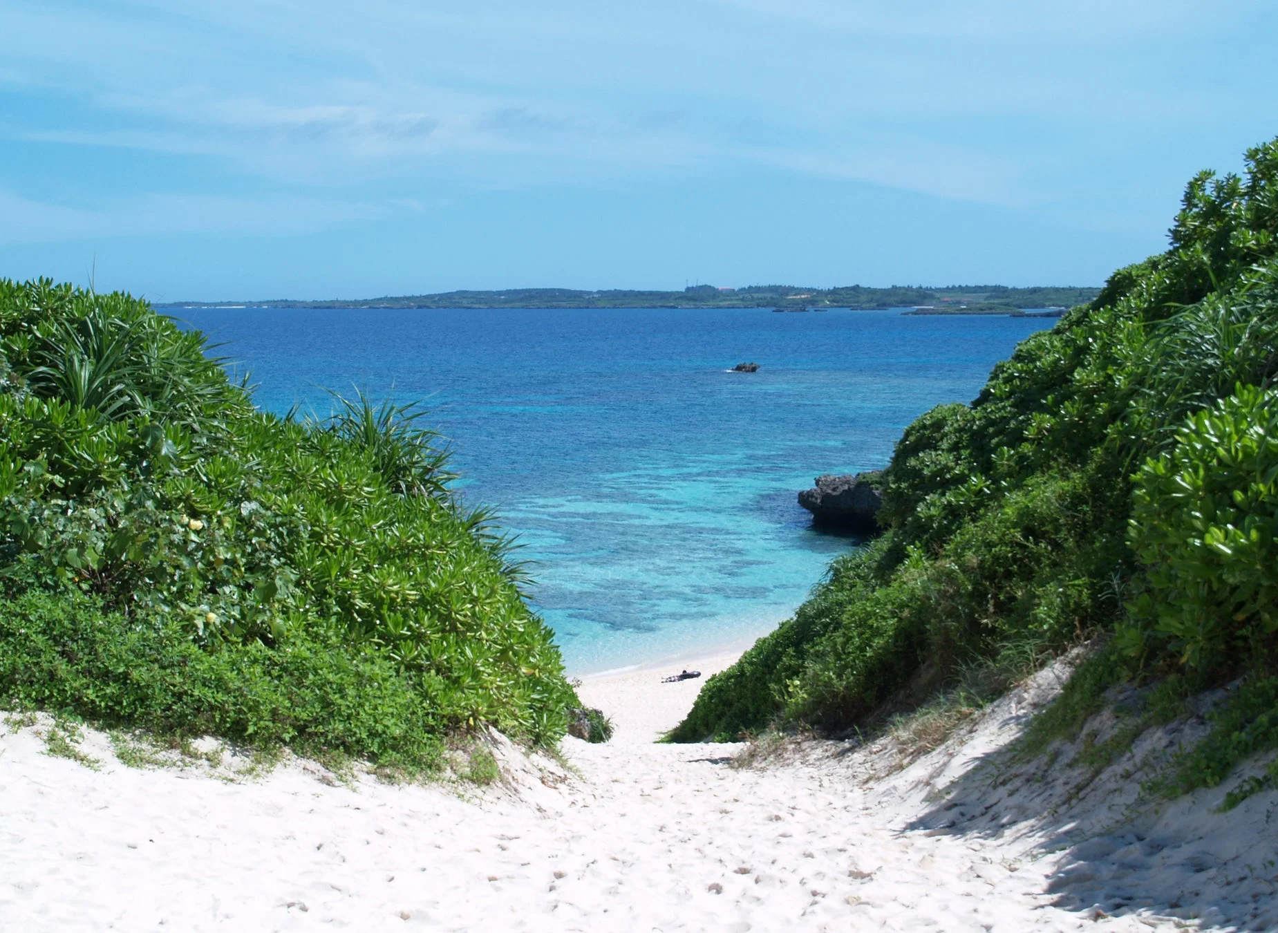 宮古島のビーチへ続く小道