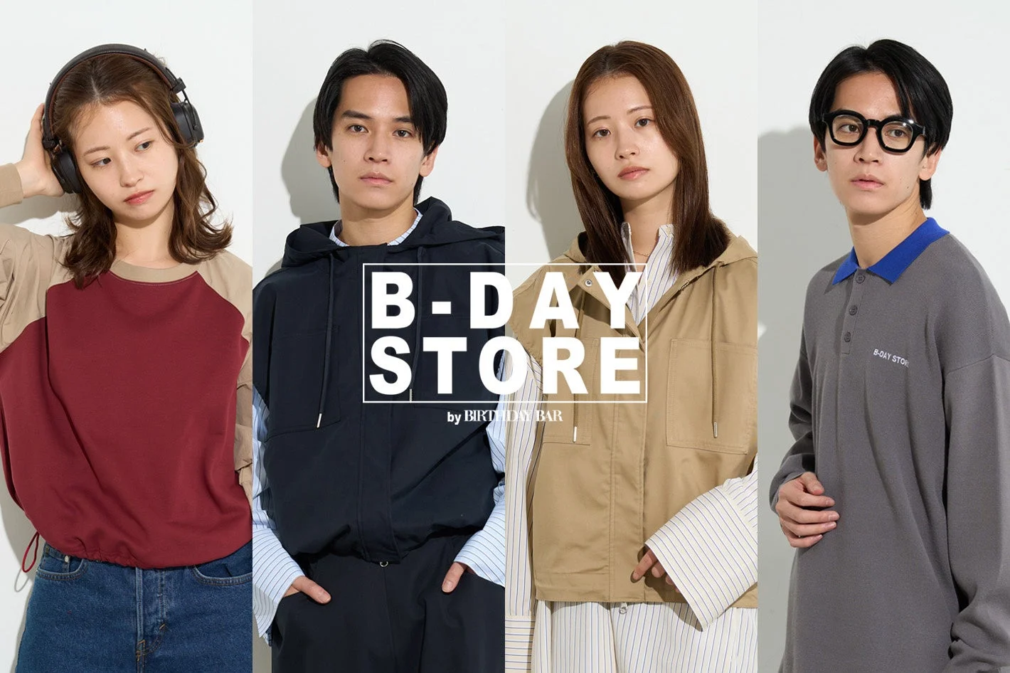 B-DAY STORE by BIRTHDAY BARのロゴとモデル集合写真